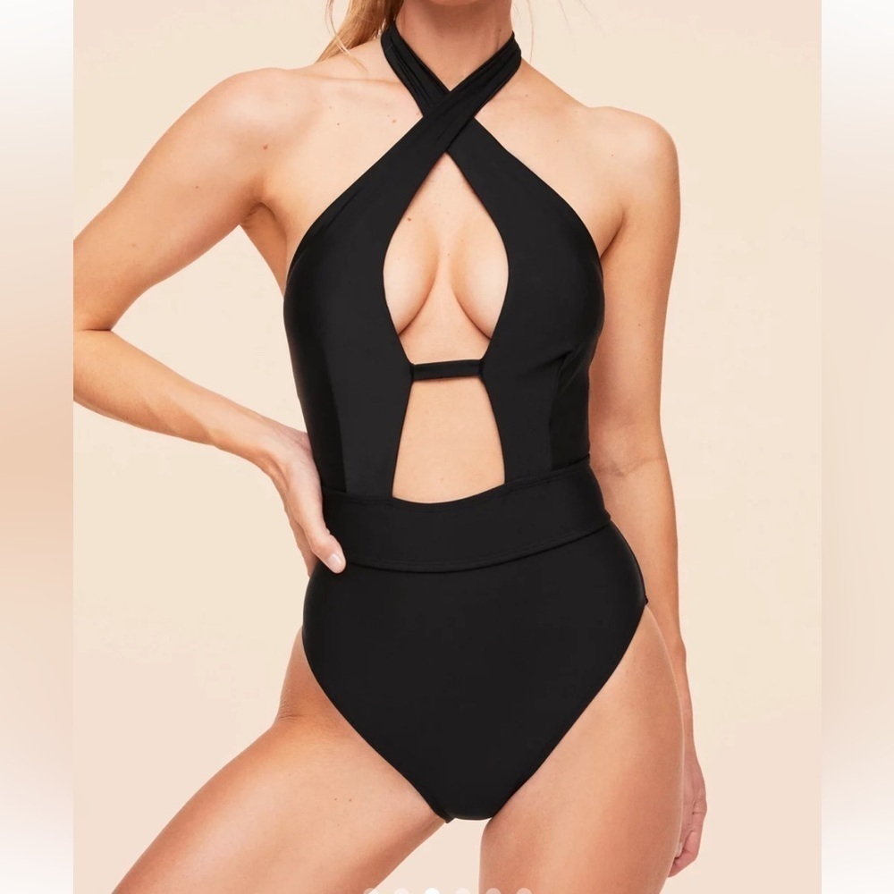 NWT Adore Me Brinlee Contour One Piece Swimsuit Black Sz L